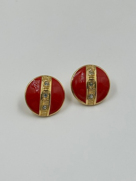 Серьги с красной эмалью и кристаллами Avon