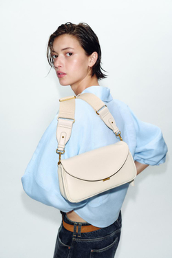 ZARA ПРЯМОУГОЛЬНАЯ СУМКА ЧЕРЕЗ ПЛЕЧО, ЭКРЮ