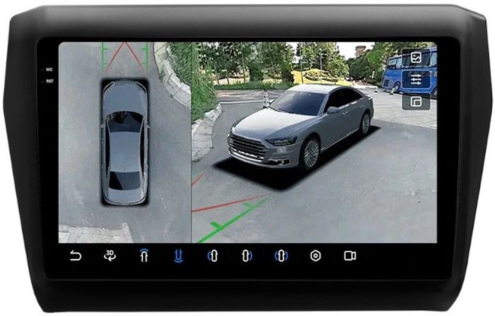Магнитола для Suzuki Swift 5 2016-2023 (рамка матовая) - FarCar BX179-2M-360 монитор 9.5" 2K QLED на Android 13, Быстрая, CarPlay, 4G SIM-слот, 4 камеры в комплекте