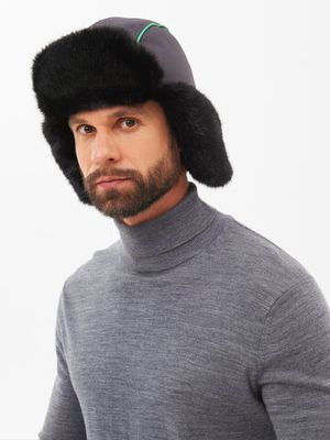 Шапка ушанка зимняя Yakutia цвет Тёмно-серый ткань Galaxy Breathable иск. мех Норка