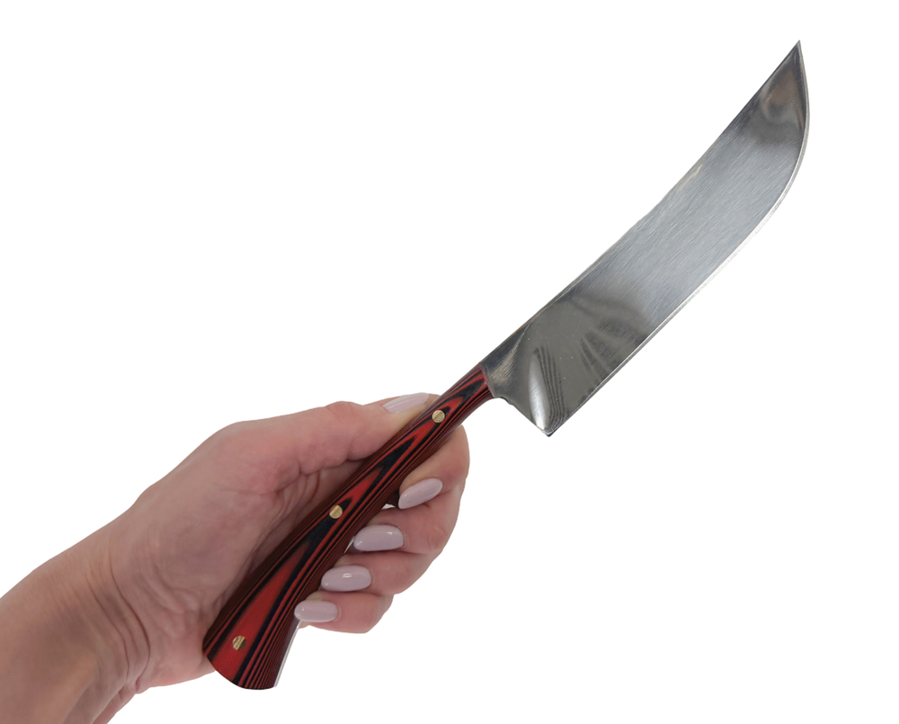 Нож Пчак, цельнометаллический, сталь 95Х18 кованый, микарта красная