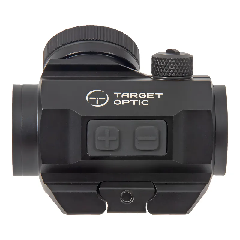 Коллиматор Target Optic 1x22, Weaver, красная марка, проставка, аккумулятор - вид сбоку, кнопки регулировки яркости
