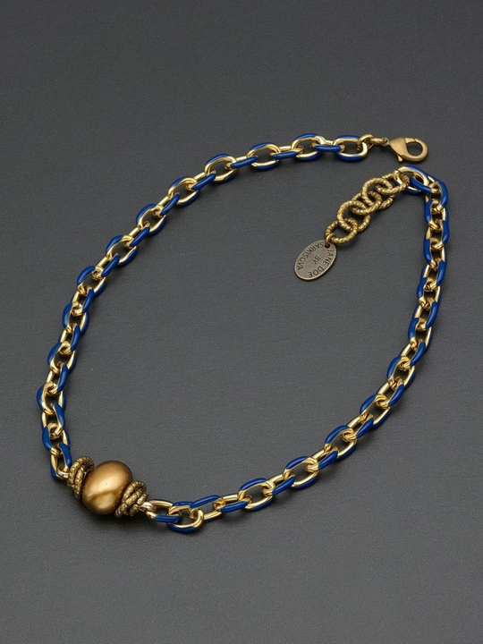 HMG 1332 Enamel chain 0,8cm blue чокер 1cm арт.1350