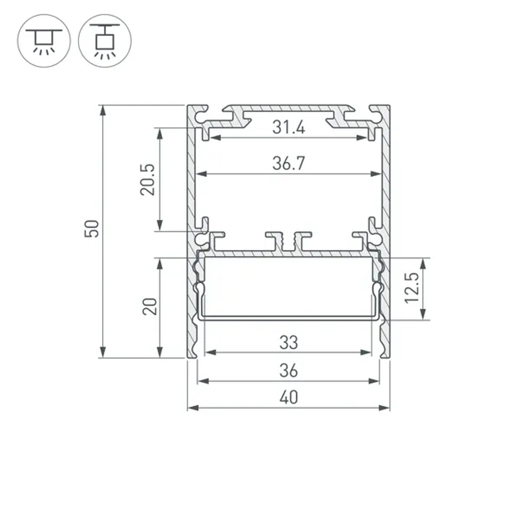 Профиль SL-LINE-4050-3L-2000 ANOD (Arlight, Алюминий) 044666