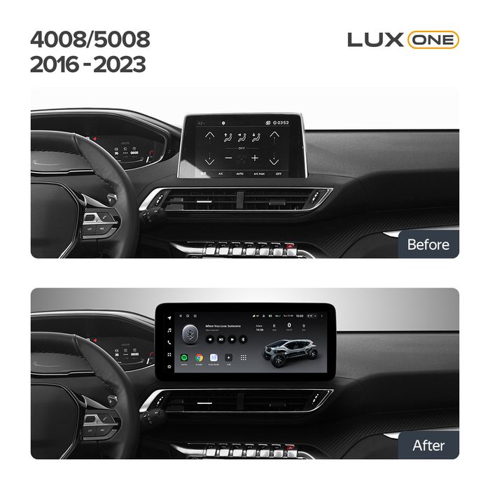 Магнитола для Peugeot 3008, 4008, 5008 2016-2024 - Teyes LUX ONE 360 монитор 12.3" 2K QLED на Android 10, Быстрая, CarPlay, 4G SIM-слот, 4 камеры в комплекте