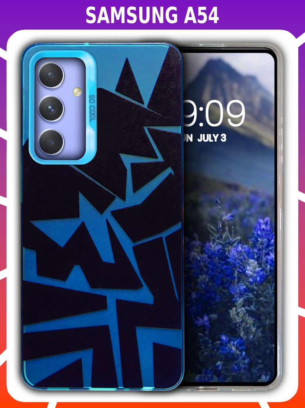 Дизайнерский чехол из пластика для SAMSUNG GALAXY A54 с усиленной защитой камеры и глянцем