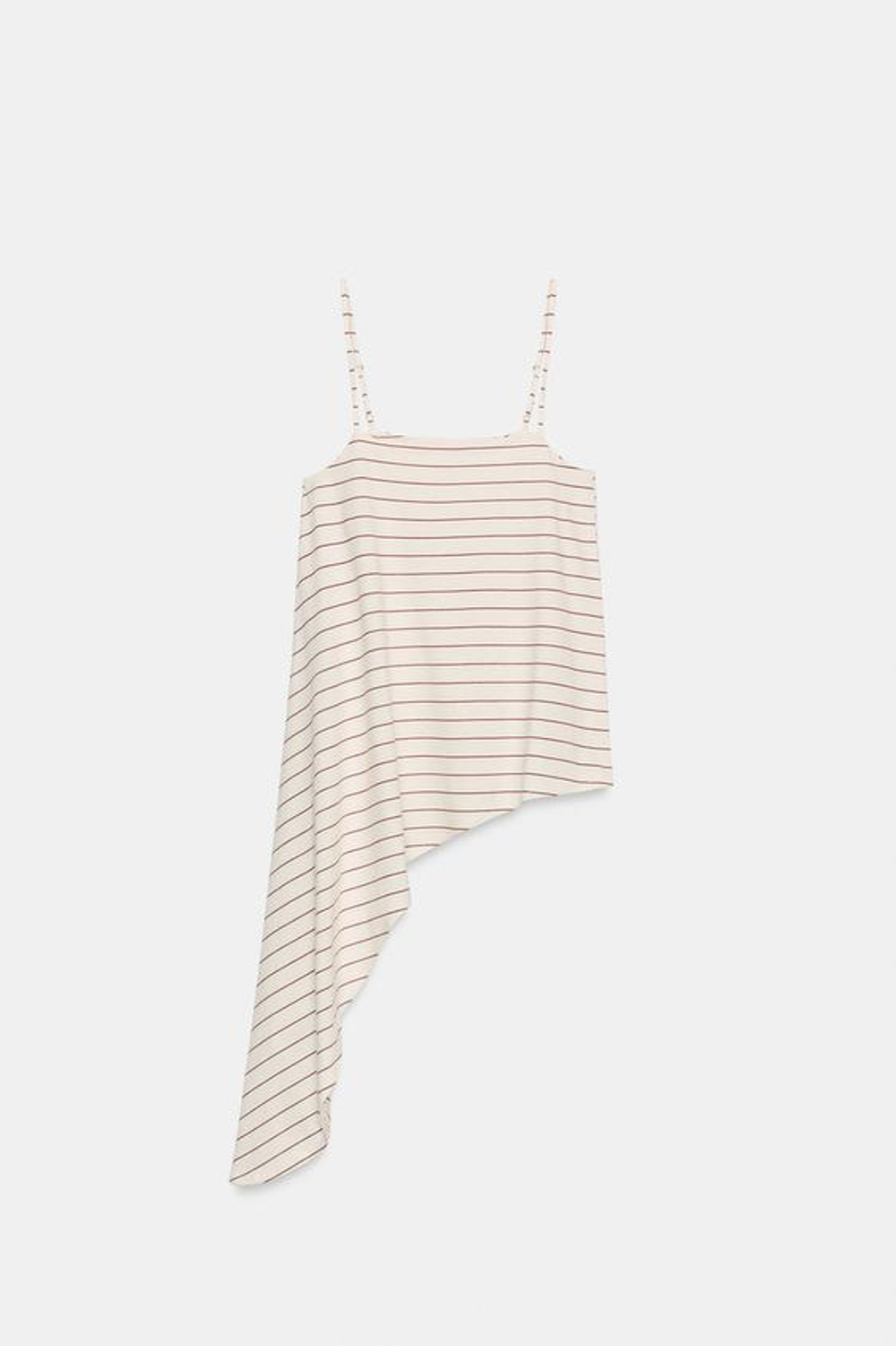 ZARA АСИММЕТРИЧНЫЙ ТОП В ПОЛОСКУ, КРАСНАЯ ПОЛОСКА