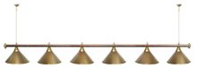 Лампа STARTBILLIARDS 6 пл. (плафоны антик медь,штанга зеленая,фурнитура золото)