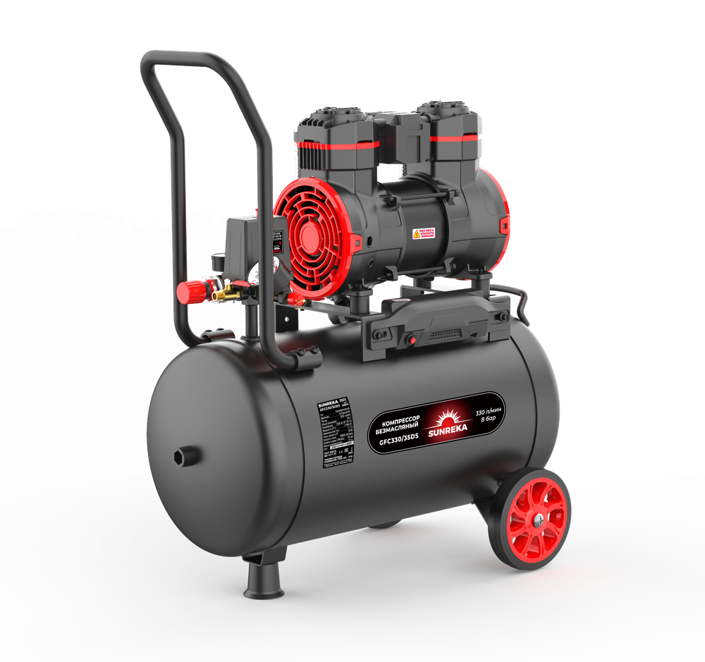 Поршневой безмасляный тихий компрессор SUNREKA GFC330/35DS