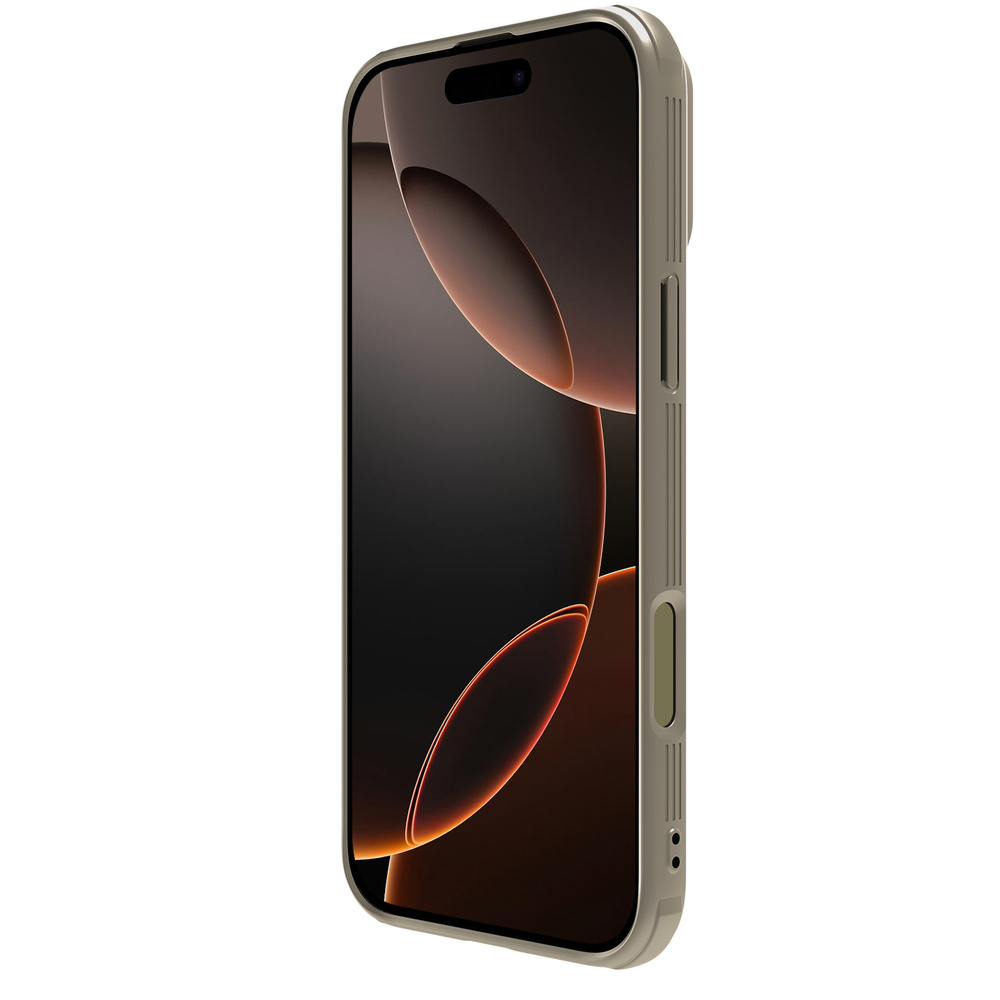 Чехол золотистого цвета с сдвижной шторкой для камеры от Nillkin для iPhone 16 Pro Max, серия CamShield Pro Case