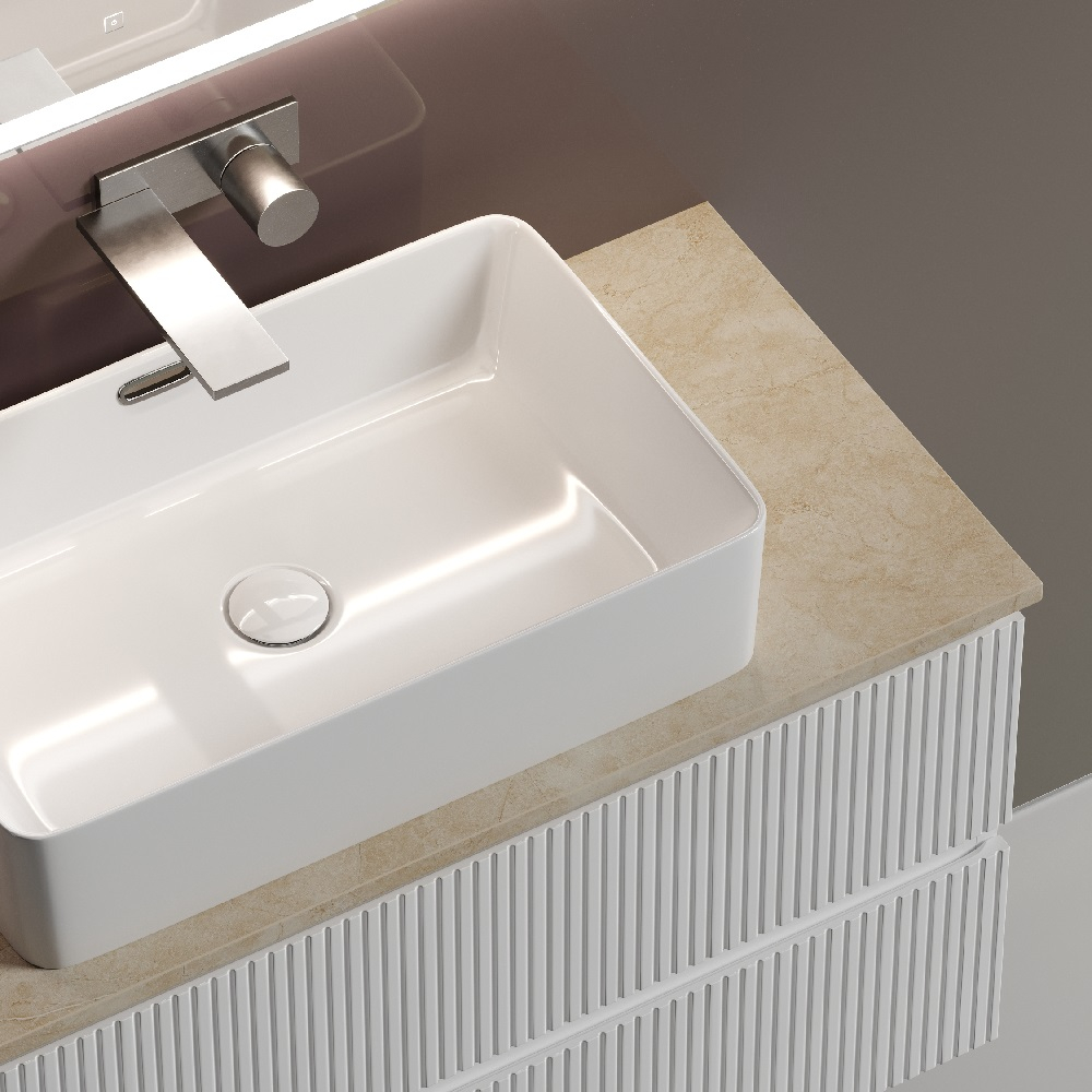 Тумба подвесная Sancos Snob T, Bianco 995х445х500, под столешницу без отверстия под смеситель, цвет Kreman, арт. SNT100W