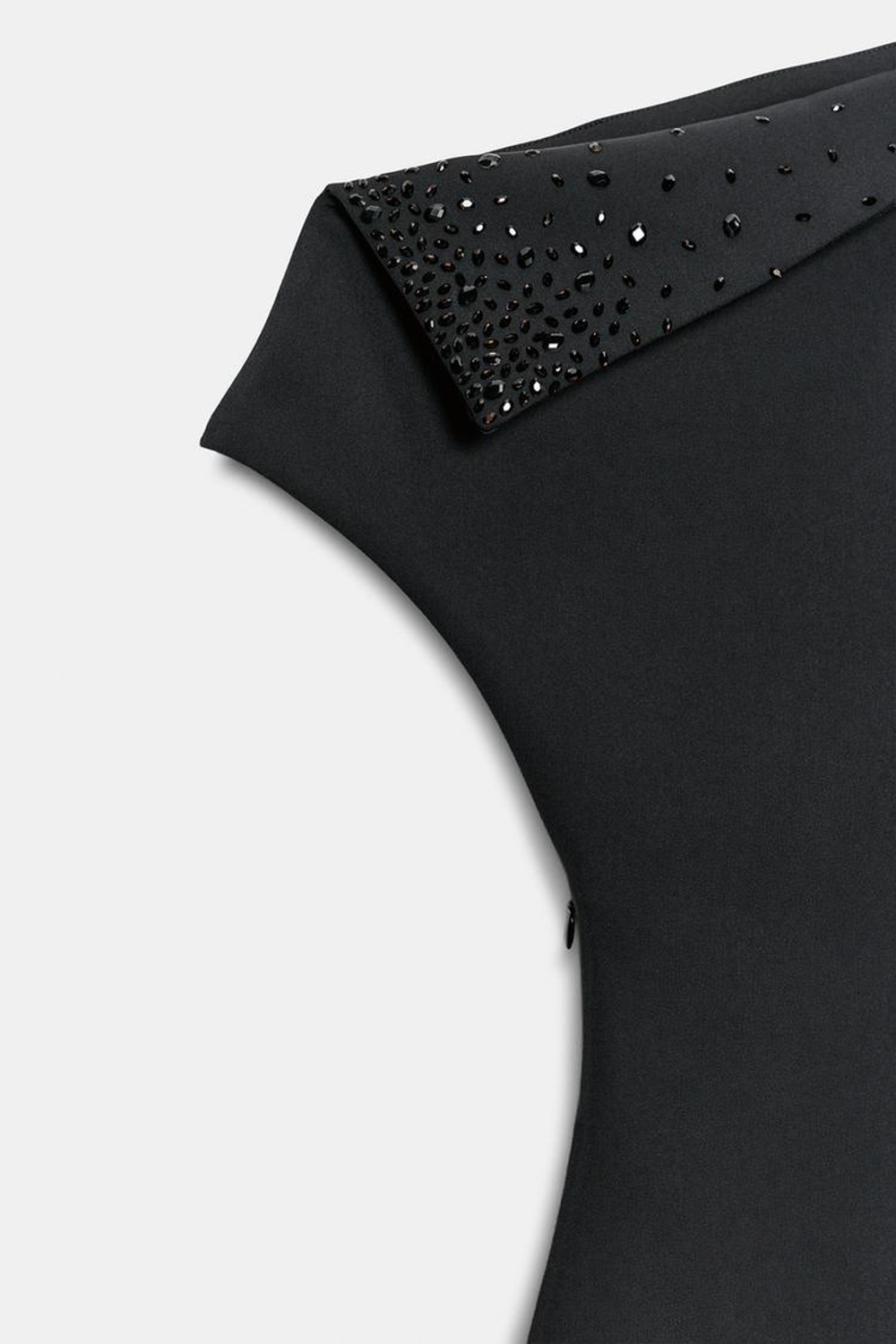 ZARA МИНИ-ПЛАТЬЕ СО СТРАЗАМИ, ЧЕРНЫЙ