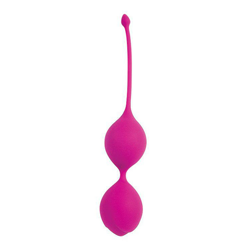 Ярко-розовые двойные вагинальные шарики с хвостиком Bior Toys Cosmo CSM-23008-16