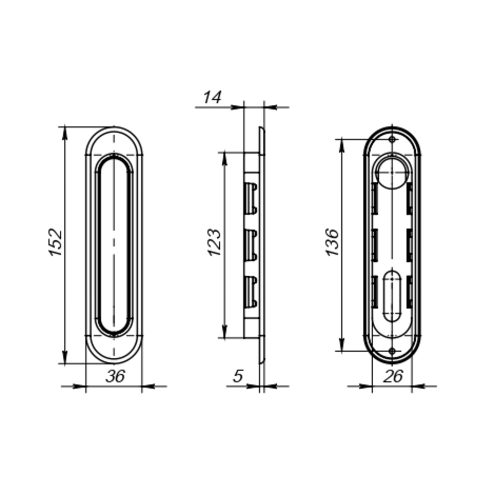Ручка для раздвижных дверей SH.SL152.010 (Soft LINE SL-010) СP  хром