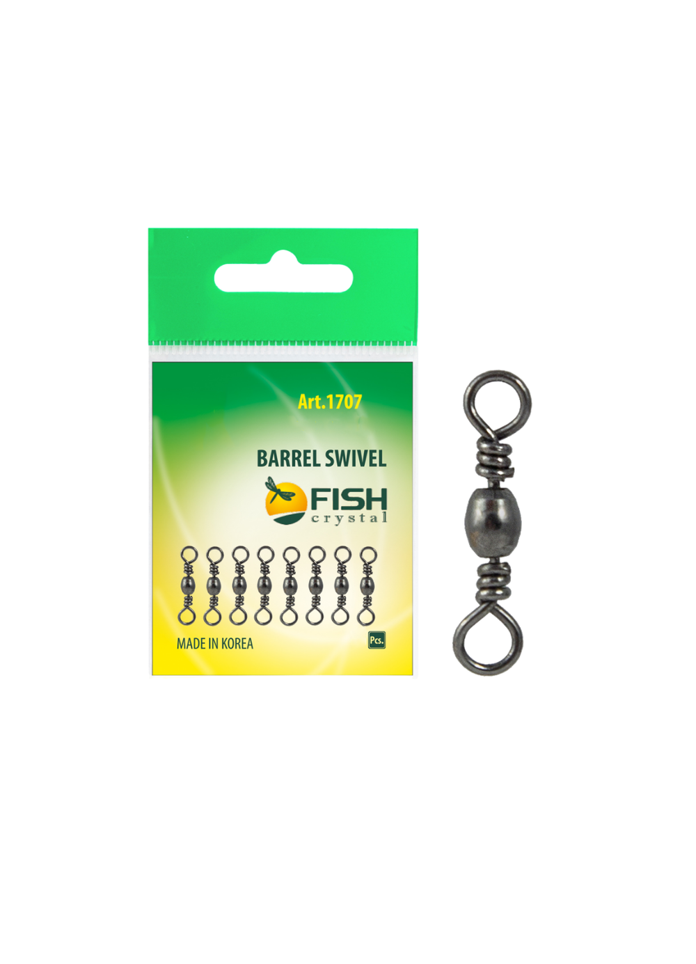 Вертлюжок рыболовный бочонок Fish Crystal  BARREL SWIVEL 1707 №9 (5 упаковок)