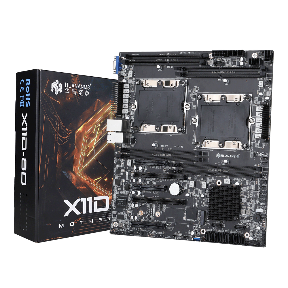 Материнская плата с процессором HUANANZHI X11D-8D DUAL, Socket3647(x2), Xeon Gold 6144 (x2), EATX, Retail, Socket3647(x2), 8xDDR4, PCIe3.0, GLAN, 4xUSB2, 3xUSB3, VGA (HNZ-X11D-8D-DUAL-6144)