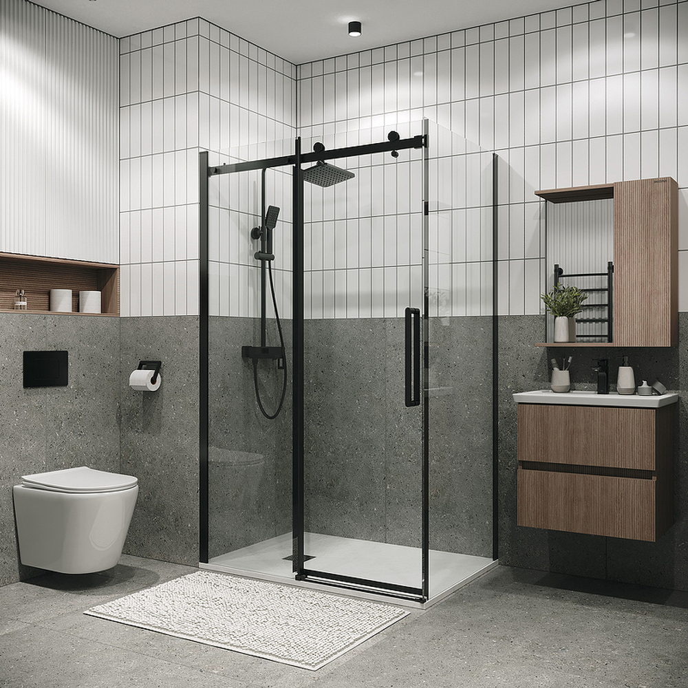 Душевой уголок Grossman Classic 120х80 120.K33.04.1280.21.00 профиль Черный матовый стекло прозрачное