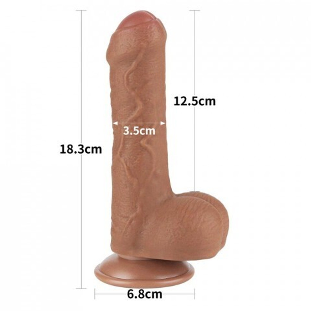 Реалистичный фаллоимитатор Lovetoy Sliding Skin (18,3×3,5 см) с двойной плотностью коричневый