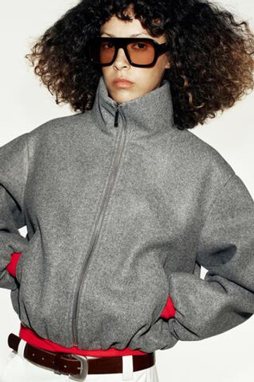 ZARA МЯГКИЙ БОМБЕР, СЕРЫЙ