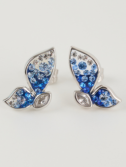 Серьги Голубая бабочка с кристаллами Swarovski