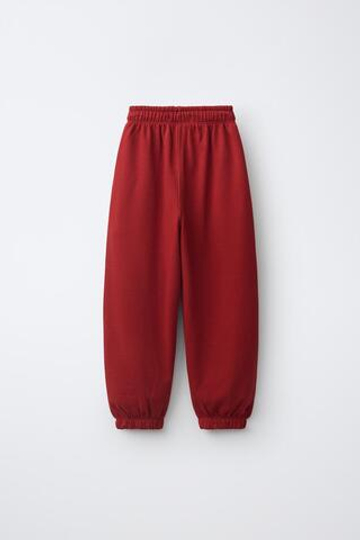 ZARA БРЮКИ BALLOON ИЗ ФУТЕРА, ТЕМНО-РОЗОВЫЙ
