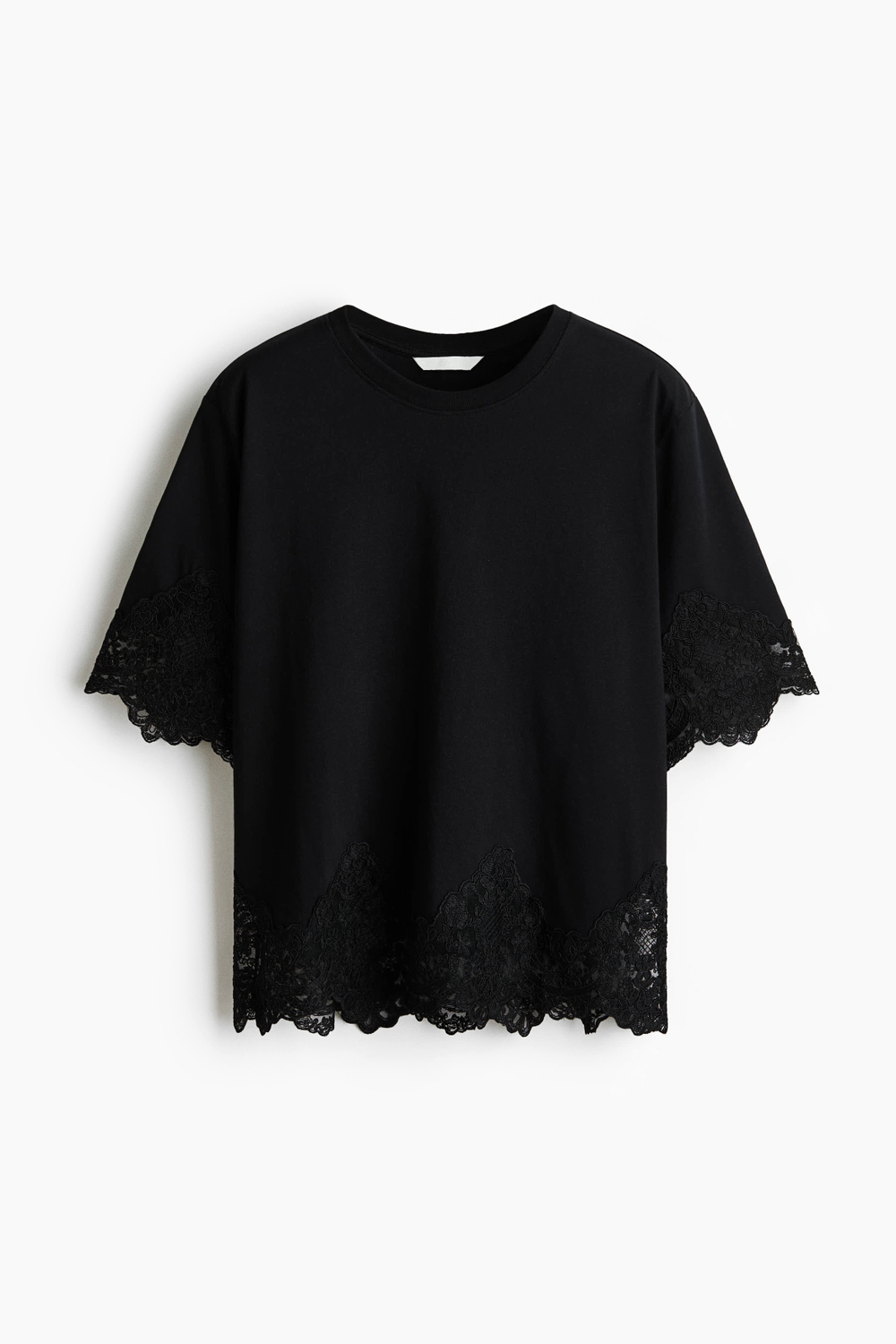Хлопковая футболка с кружевом - H&M