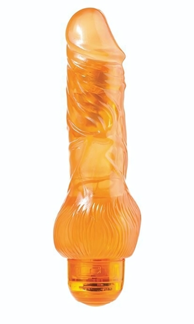 Оранжевый вибратор-реалистик JELLY JOY 7INCH 10 RHYTHMS ORANGE - 17,5 см. (Цвет: оранжевый)
