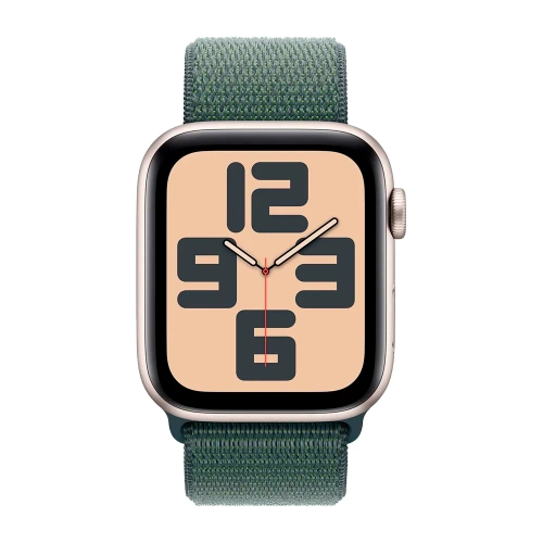 Умные часы Apple Watch SE 2 (2024) GPS, 44mm, Starlight Aluminium Case with Sport Loop, Lake Green (Сияющая звезда)