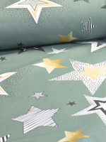 4м. Ткань для шитья Бязь Премиум "Звёздный час (зелёная)", ширина 220см, хлопок 100%, плотность 140 г/м, принтованная, 1 сорт, отрез 4 метра