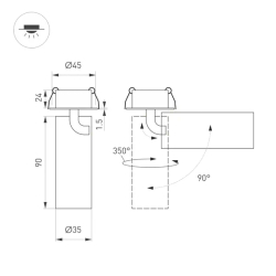 Светильник SP-NUANCE-BUILT-FLAP-R35-7W Day4000 (BK, 36 deg, 230V) (Arlight, IP40 Металл, 5 лет) 049906