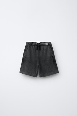 ZARA ШОРТЫ ИЗ МЯГКОЙ ТКАНИ С ЭТИКЕТКОЙ, АНТРАЦИТОВО-СЕРЫЙ