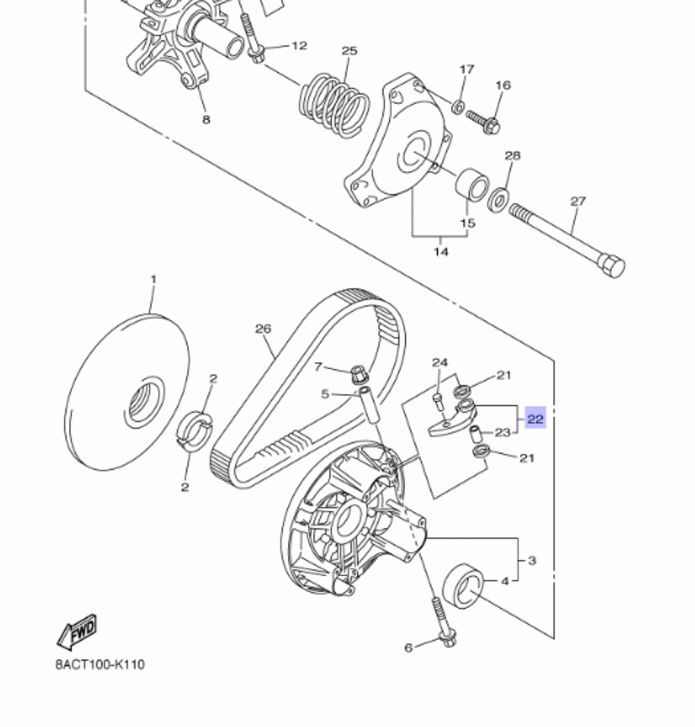 Кулачок вариатора Yamaha VK 540 8AT176050000