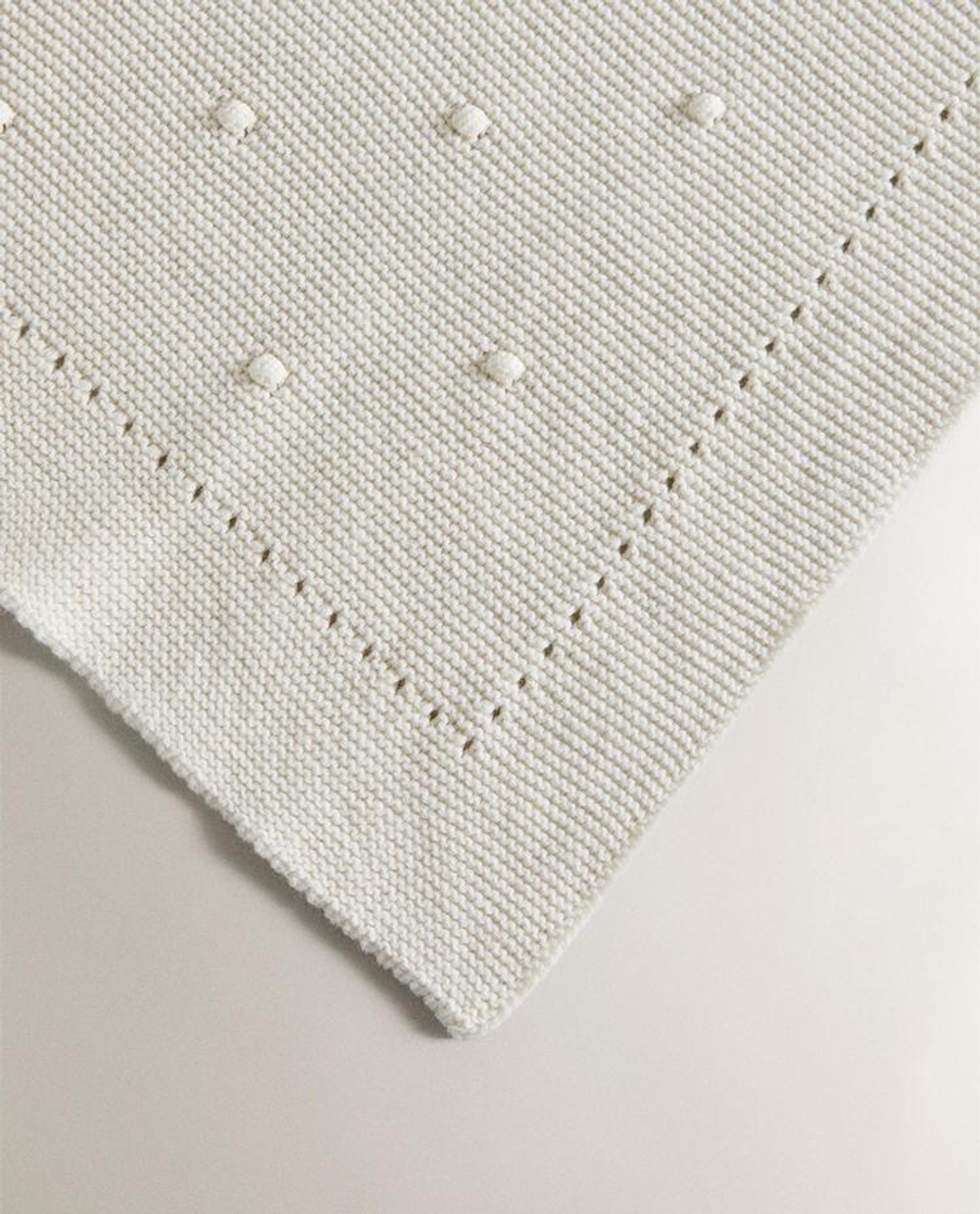 ZARA HOME ДЕТСКИЙ ВЯЗАНЫЙ ПЛЕД, ЭКРЮ
