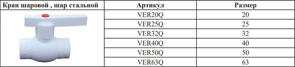 Кран шаровый полипропиленовый 25 мм