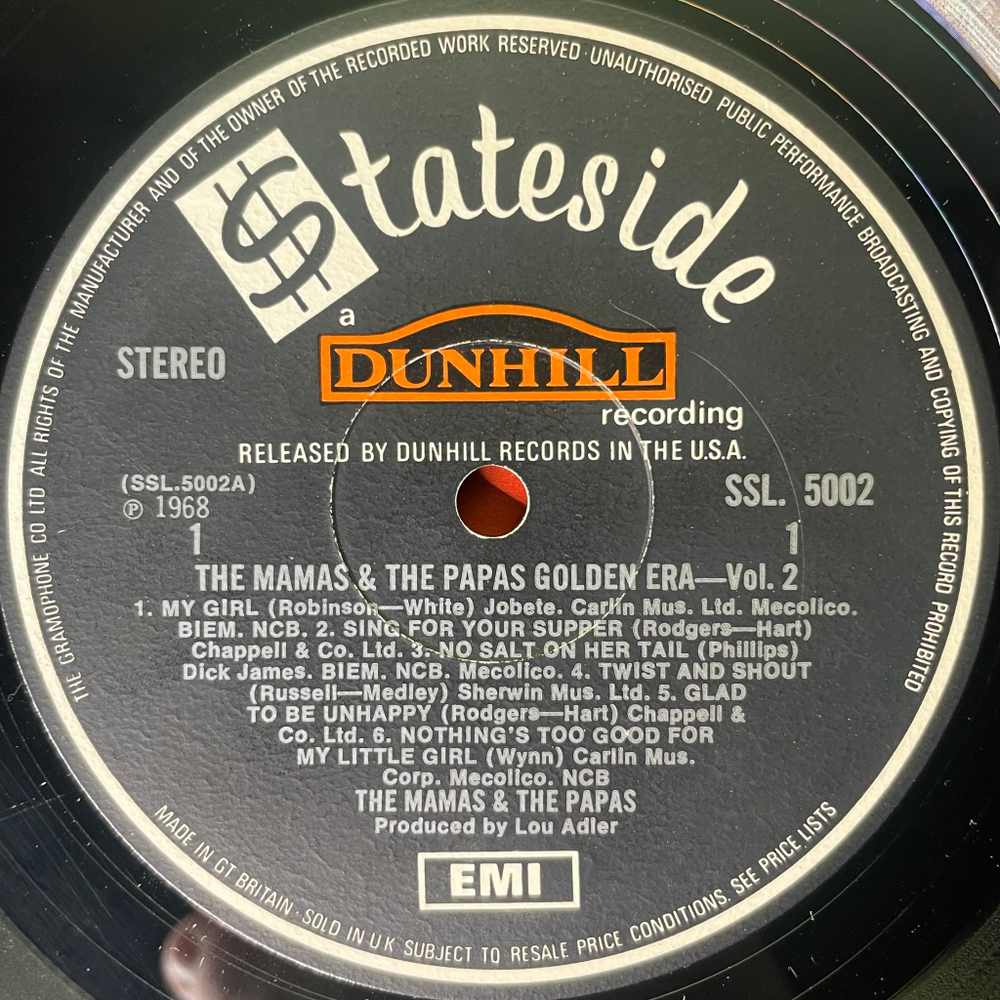 The Mamas & The Papas ‎– Golden Era Vol. 2 (Англия 1968г.)