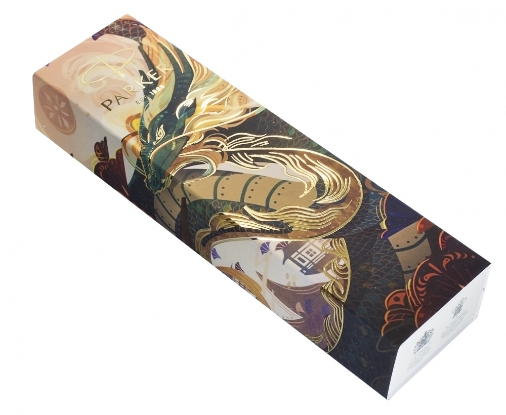 Шариковая ручка Parker Jotter Dragon Special Edition, цвет: St. Steel GT, стержень: Mblue в подарочной коробке
