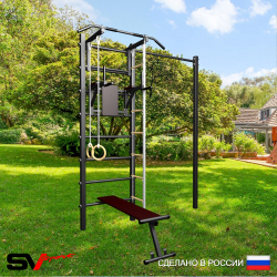 Уличная шведская стенка Sv Sport с комплектом турник прямой У420 (Турник/Брусья/Скамья/Канат/кольца/лестница)