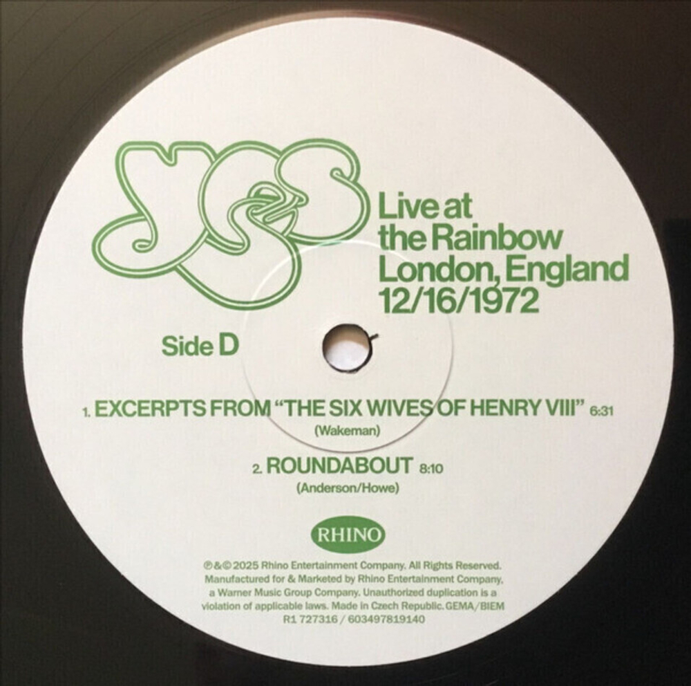 Yes / Live At The Rainbow, London 1972 (Limited Edition)(3LP)