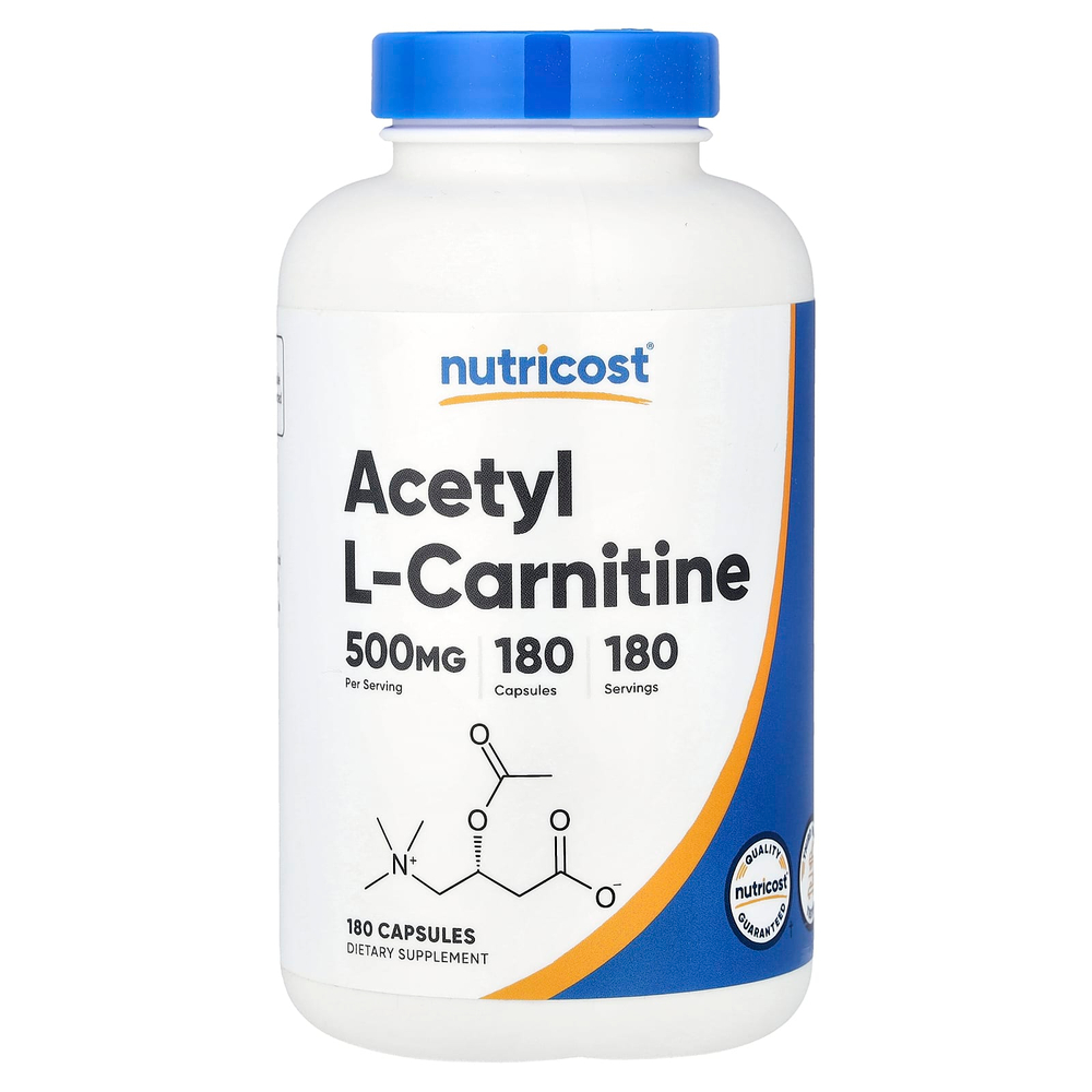 Nutricost, ацетил-L-карнитин, 500 мг, 180 капсул