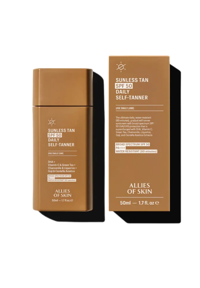 ALLIES OF SKIN Крем автозагар для лица с SPF 50 и антиоксидантами Sunless Tan SPF 50 Sunscreen + Self-Tanner