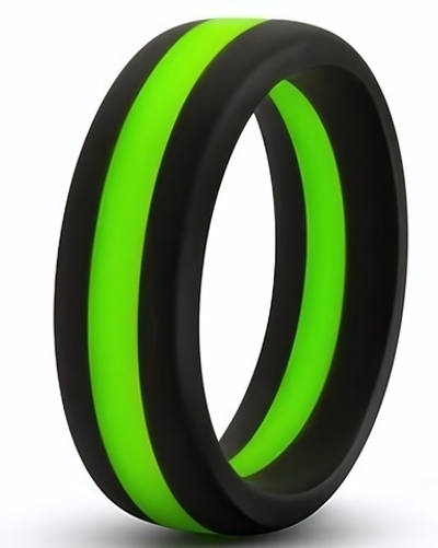 Черно-зеленое эрекционное кольцо Silicone Go Pro Cock Ring (Цвет: черный с зеленым)