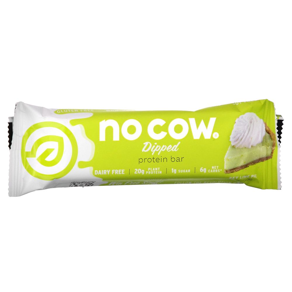 No Cow, протеиновый батончик в глазури, пирог с лаймом, 12 батончиков по 60 г (2,12 унции)