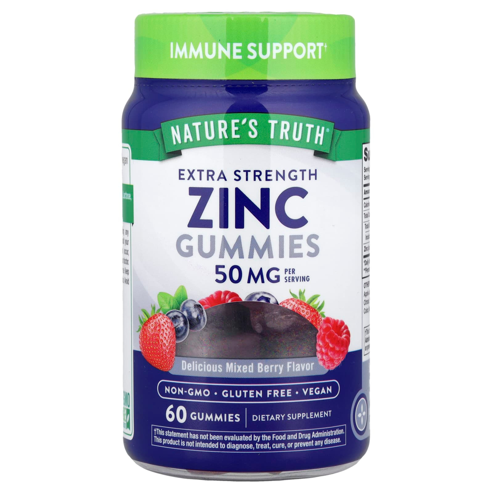Nature's Truth, жевательные таблетки с цинком, со вкусом ягодного ассорти, 60 жевательных таблеток (16 мг в 1 жевательной таблетке)