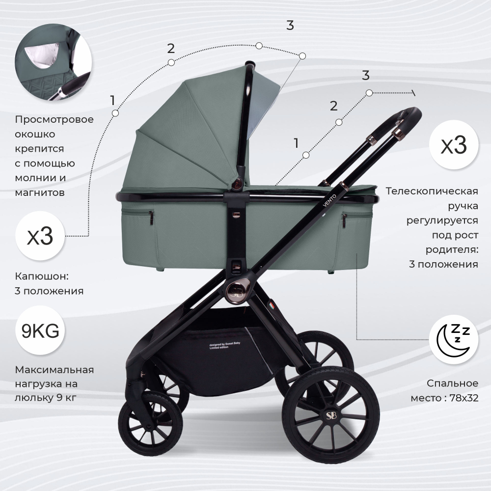 Коляска 2в1 Sweet Baby Vento Green