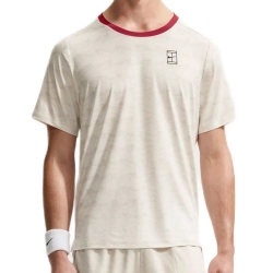 Теннисная футболка Nike Court Dri-Fit Advantage Print - light beige/tough red/black