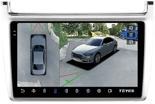 Магнитола для Volkswagen Polo 5 2009-2020 (рамка серебро) - Teyes CC3-2K-360 на Android 10, Быстрая, 2K QLED, CarPlay, 4G SIM-слот, 4 камеры в комплекте