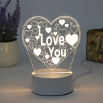 Светильник ночник «3D-I LOVE YOU» на пластиковой подставке, с включателем USB