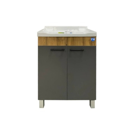 Тумба Neo Breeze 60, напольная, 2 двери, графит-дерево