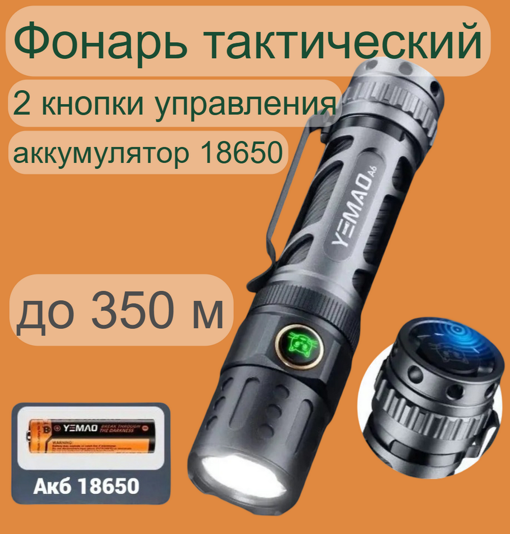 Фонарь ручной яркий многофункциональный походный YM-A6