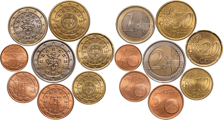 Португалия 2002-2025, Королевские печати - набор 8 монет XF-UNC